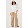 imageODODOS Womens Wide Leg Pants with Pockets Crinkle Comfy High Waist PullOn Lounge Casual PantsKhaki