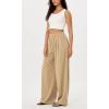 imageODODOS Womens Wide Leg Pants with Pockets Crinkle Comfy High Waist PullOn Lounge Casual PantsKhaki