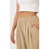imageODODOS Womens Wide Leg Pants with Pockets Crinkle Comfy High Waist PullOn Lounge Casual PantsKhaki