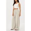 imageODODOS Womens Wide Leg Pants with Pockets Crinkle Comfy High Waist PullOn Lounge Casual PantsVaporous Gray
