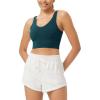 imageODODOS Cloud Feeling V Neck Padded Sports Bra for Women U Back Wirefree Yoga Bra Crop TopForest Teal