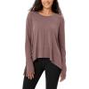 imageODODOS Long Sleeve Tee for Women with Thumb Hole Modal Soft Athletic Gym Workout Tops Yoga ShirtsDusty Rosewashed
