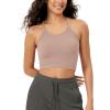 imageODODOS Womens Crop Seamless RibKnit Camisole Strappy Racerback Cropped Tank TopsBark