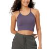 imageODODOS Womens Crop Seamless RibKnit Camisole Strappy Racerback Cropped Tank TopsViolet