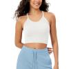 imageODODOS Womens Crop Seamless RibKnit Camisole Strappy Racerback Cropped Tank TopsWhite