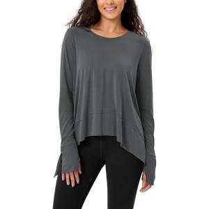 imageODODOS Long Sleeve Tee for Women with Thumb Hole Modal Soft Athletic Gym Workout Tops Yoga ShirtsDark Greywashed