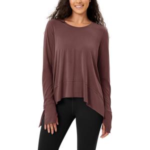 imageODODOS Long Sleeve Tee for Women with Thumb Hole Modal Soft Athletic Gym Workout Tops Yoga ShirtsSangriawashed