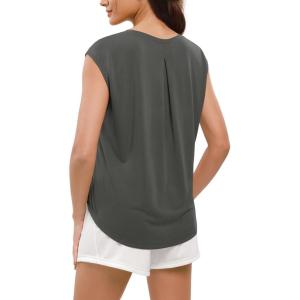 imageODODOS Modal Soft Sleeveless Shirts for Women Crew Neck Yoga Tee Summer Flowy Workout Tank TopsCharcoal