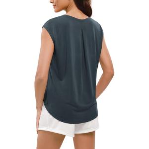 imageODODOS Modal Soft Sleeveless Shirts for Women Crew Neck Yoga Tee Summer Flowy Workout Tank TopsDeep Teal
