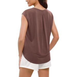 imageODODOS Modal Soft Sleeveless Shirts for Women Crew Neck Yoga Tee Summer Flowy Workout Tank TopsSangria