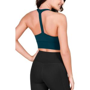 imageODODOS ODLEX Halter Sports Bra for Women Padded Wirefree Y Racerback Workout Yoga BraForest Teal