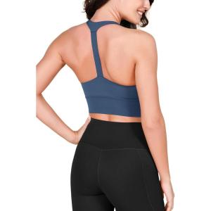 imageODODOS ODLEX Halter Sports Bra for Women Padded Wirefree Y Racerback Workout Yoga BraInk Blue