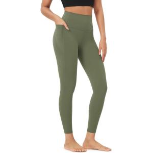 imageODODOS ODLIFT 20 Compression Leggings with Pockets for Women 25quot High Waist 78 Workout Running Yoga PantsDark Olive