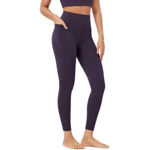 imageODODOS ODLIFT 20 Compression Leggings with Pockets for Women 25quot High Waist 78 Workout Running Yoga PantsDark Purple