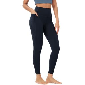 imageODODOS ODLIFT 20 Compression Leggings with Pockets for Women 25quot High Waist 78 Workout Running Yoga PantsDeep Navy