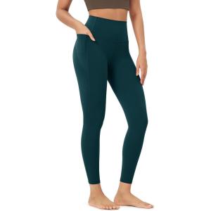 imageODODOS ODLIFT 20 Compression Leggings with Pockets for Women 25quot High Waist 78 Workout Running Yoga PantsForest Teal
