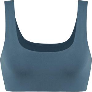 imageODODOS Square Neck Sports Bra for Women Wirefree Non Padded Yoga Tank Workout Crop TopsInk Blue