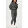 imageODODOS Cargo Jogger Pants for Women Purevibe Cotton Mid Waist Track Cuff Lounge Sweatpant with PocketsCharcoal