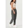 imageODODOS Cargo Jogger Pants for Women Purevibe Cotton Mid Waist Track Cuff Lounge Sweatpant with PocketsCharcoal
