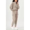 imageODODOS Cargo Jogger Pants for Women Purevibe Cotton Mid Waist Track Cuff Lounge Sweatpant with PocketsPlaza Taupe