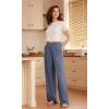 imageODODOS Drapey Soft Wide Leg Pants for Women High Waist Casual Relaxed Lounge Pants with Pockets29 InseamBijou Blue