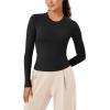 imageODODOS Lightweight Soft Long Sleeve Tee for Women Crew Neck Tops Slim Fit TShirtsBlack