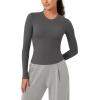 imageODODOS Lightweight Soft Long Sleeve Tee for Women Crew Neck Tops Slim Fit TShirtsCharcoal