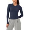 imageODODOS Lightweight Soft Long Sleeve Tee for Women Crew Neck Tops Slim Fit TShirtsNavy