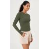 imageODODOS Lightweight Soft Long Sleeve Tee for Women Crew Neck Tops Slim Fit TShirtsOlive Green