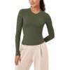 imageODODOS Lightweight Soft Long Sleeve Tee for Women Crew Neck Tops Slim Fit TShirtsOlive Green