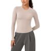 imageODODOS Lightweight Soft Long Sleeve Tee for Women Crew Neck Tops Slim Fit TShirtsStone