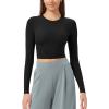imageODODOS Lightweight Soft Long Sleeve Tee for Women Crew Neck Tops Slim Fit TShirtsBlack