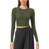 imageODODOS Lightweight Soft Long Sleeve Tee for Women Crew Neck Tops Slim Fit TShirtsOlive Green
