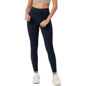 imageODODOS Womens Drawstring Tie Daily Leggings 25quot  28quot High Waist Workout Yoga PantsDeep Navy