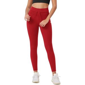 imageODODOS Womens Drawstring Tie Daily Leggings 25quot  28quot High Waist Workout Yoga PantsRed
