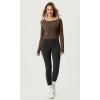 imageODODOS Womens PeachSoft All Day Long Sleeve Cropped TShirts Wide Scoop Neck Tee Casual TopsNutria