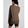 imageODODOS Womens PeachSoft Boat Neck Long Sleeve Shirts Side Slit Relaxed Fit Casual Yoga TopsNutria