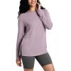imageODODOS Womens PeachSoft Boat Neck Long Sleeve Shirts Side Slit Relaxed Fit Casual Yoga TopsLavender