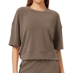 imageODODOS Modal Soft Short Sleeve TShirts for Women Oversized Crew Neck Tee Relaxed Pullover TopsCoca Mocha