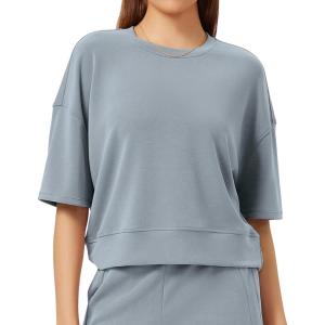 imageODODOS Modal Soft Short Sleeve TShirts for Women Oversized Crew Neck Tee Relaxed Pullover TopsGrey Blue