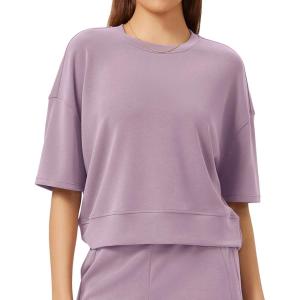 imageODODOS Modal Soft Short Sleeve TShirts for Women Oversized Crew Neck Tee Relaxed Pullover TopsTaro Purple
