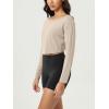 imageODODOS Womens PeachSoft All Day Boat Neck Cropped TShirts VWaist Comfort Long Sleeve TopsBeige
