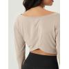 imageODODOS Womens PeachSoft All Day Boat Neck Cropped TShirts VWaist Comfort Long Sleeve TopsBeige