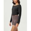 imageODODOS Womens PeachSoft All Day Boat Neck Cropped TShirts VWaist Comfort Long Sleeve TopsBlack