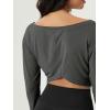 imageODODOS Womens PeachSoft All Day Boat Neck Cropped TShirts VWaist Comfort Long Sleeve TopsCharcoal