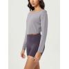 imageODODOS Womens PeachSoft All Day Boat Neck Cropped TShirts VWaist Comfort Long Sleeve TopsLight Gray