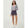 imageODODOS Womens PeachSoft All Day Boat Neck Cropped TShirts VWaist Comfort Long Sleeve TopsLight Gray