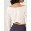 imageODODOS Womens PeachSoft All Day Boat Neck Cropped TShirts VWaist Comfort Long Sleeve TopsWhite