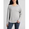 imageODODOS Womens PeachSoft HollowBack Long Sleeve Shirt with Thumb Holes Yoga ampamp Lounge TopHeather Grey