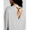 imageODODOS Womens PeachSoft HollowBack Long Sleeve Shirt with Thumb Holes Yoga ampamp Lounge TopHeather Grey